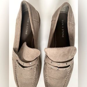 Sun + Stone updates a classic penny loafer look with chunky lug platforms.